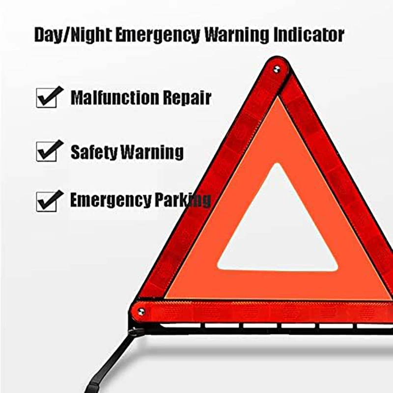 Car Emergency Breakdown Warning Triangle Red Reflective Road Safety Hazard Car Tripod Portable Foldable Stop Sign Reflector