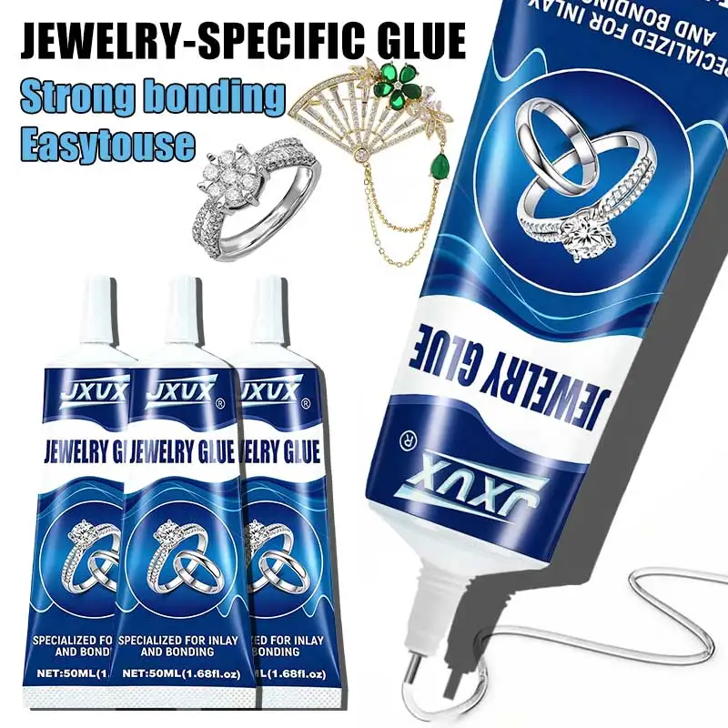Kit com 3 Colas para Joias de 50ml, Cola Transparente B7000 com Ponta de Precisão, Cola de Processo, Cola de Alta Resistência, Cola para Calçados, Cola para Tecidos, Cola para Joias, Manual DIY