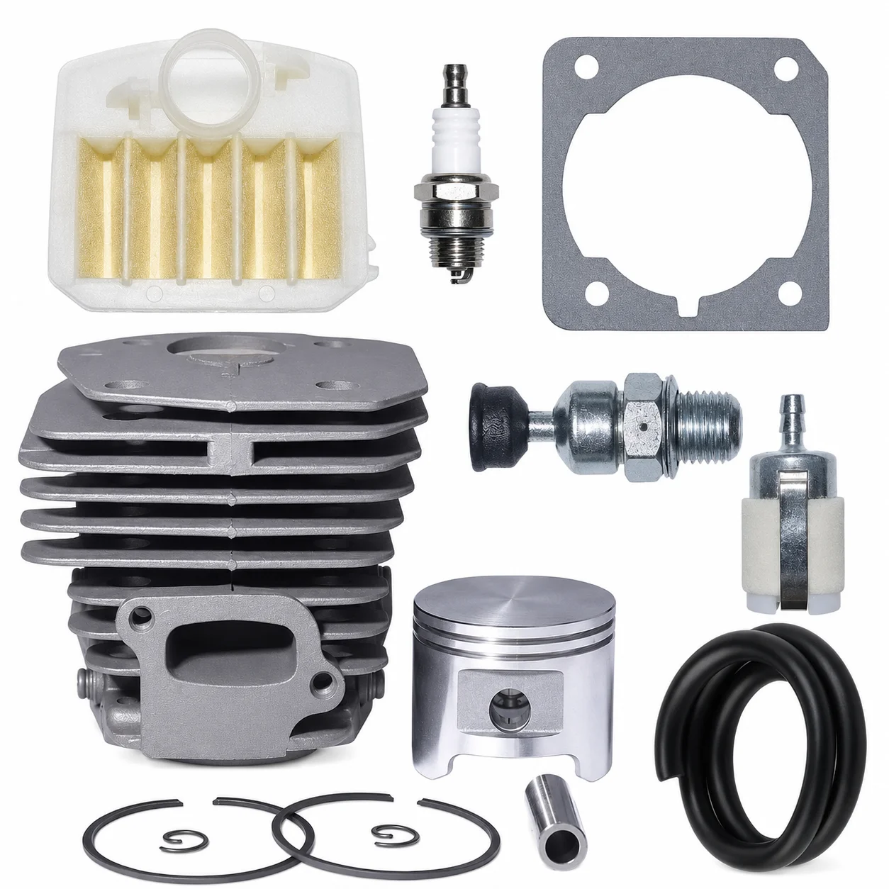 45mm Cylinder Piston Kit For Husqvarna 340 345 350 268 353 250 Tune Up Kit Air Filter Spark Plug Fuel Hose Cylinder Gasket Parts