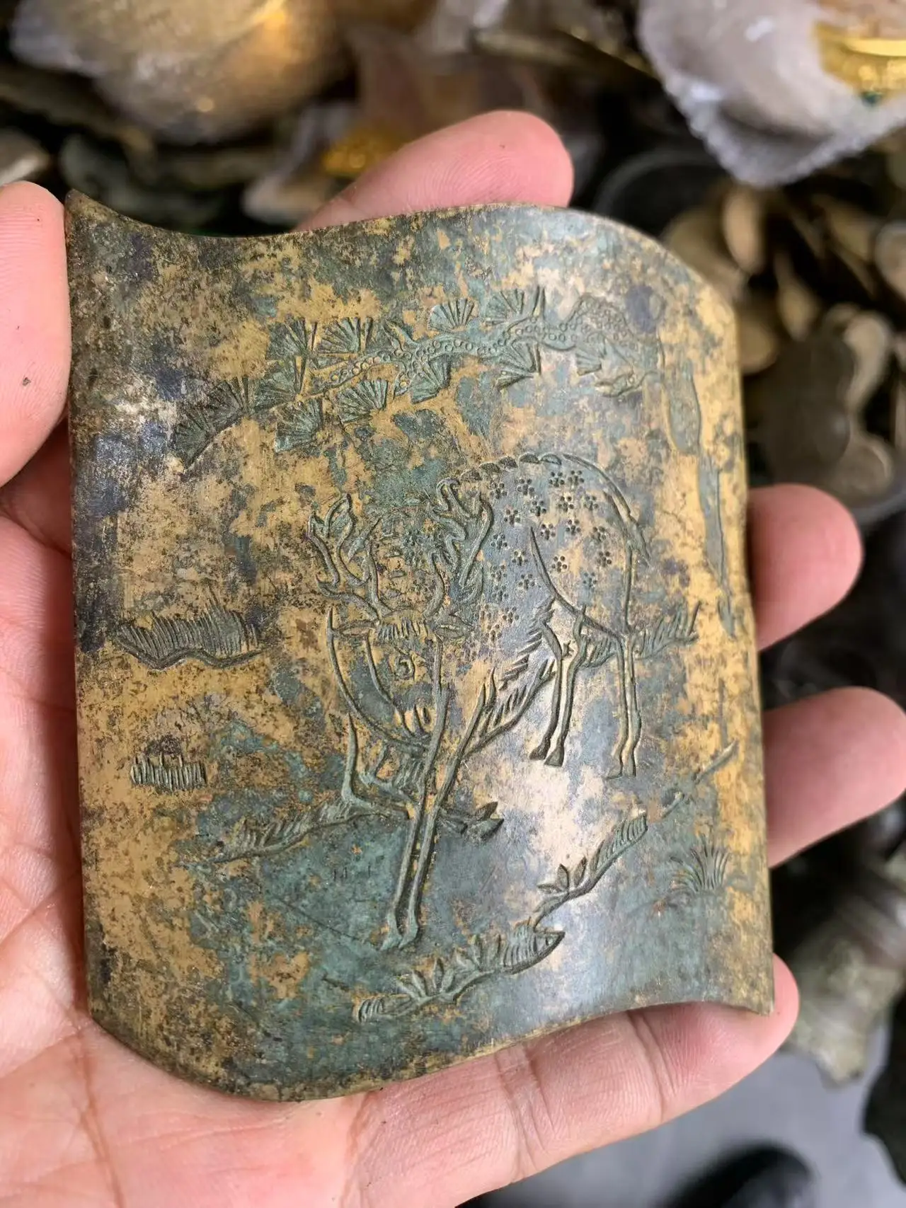 Old hand-caved copper painting statue,#01