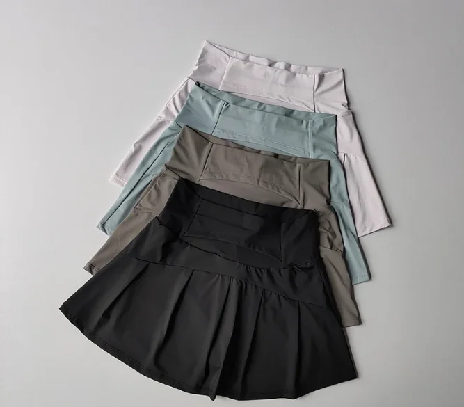 High Waisted Sports Short Skirt, Summer New Cool and Anti Glare Lined Shorts Women's Fitness Yoga Quick Drying A-line Skirt