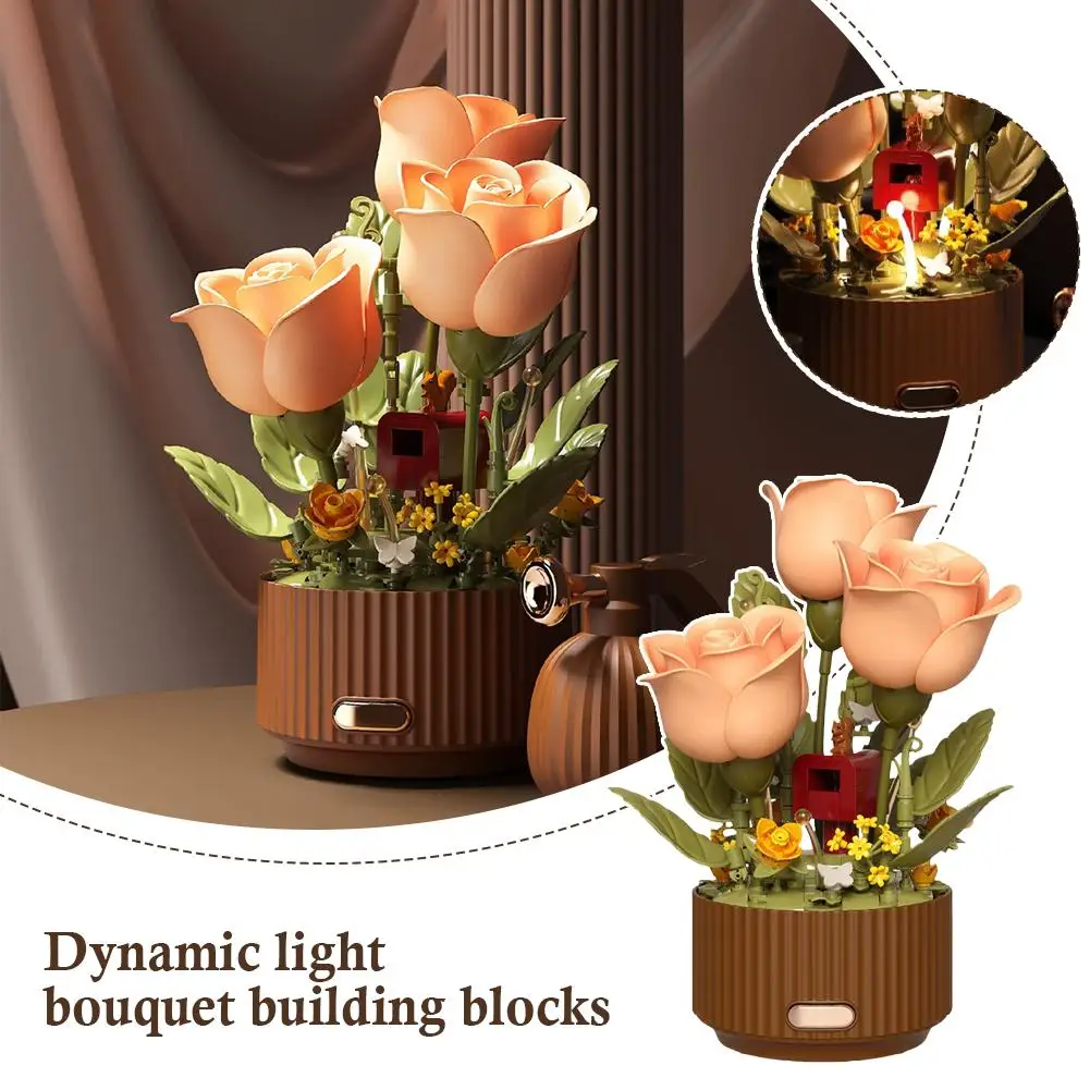 

Динамический конструктор-цветок для электрической сборки: букет роз для создания сказочной атмосферы, светильник для свадьбы, подарок на День святого Валентина