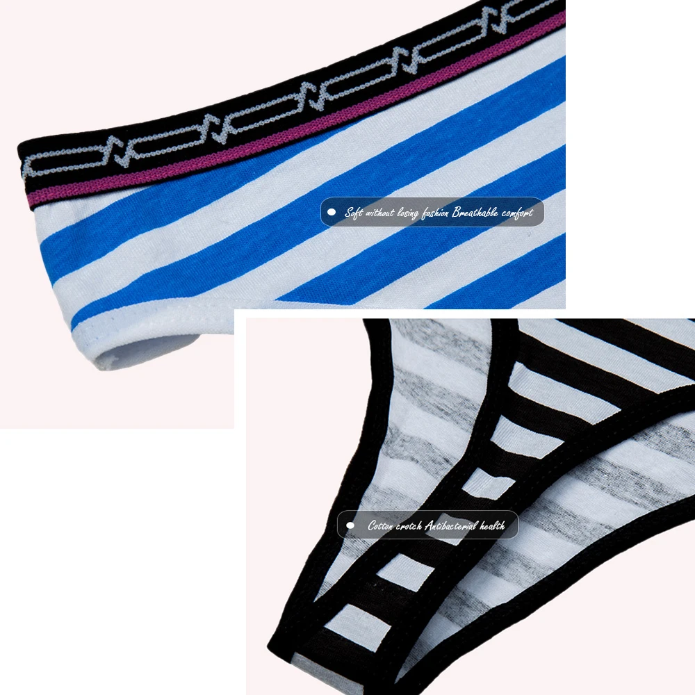 Sexy Women's G-String Cotton Panties Thong String Female Underwear Lingerie Intimate Briefs Ladies Low-Rise T-back 3 Pcs/set