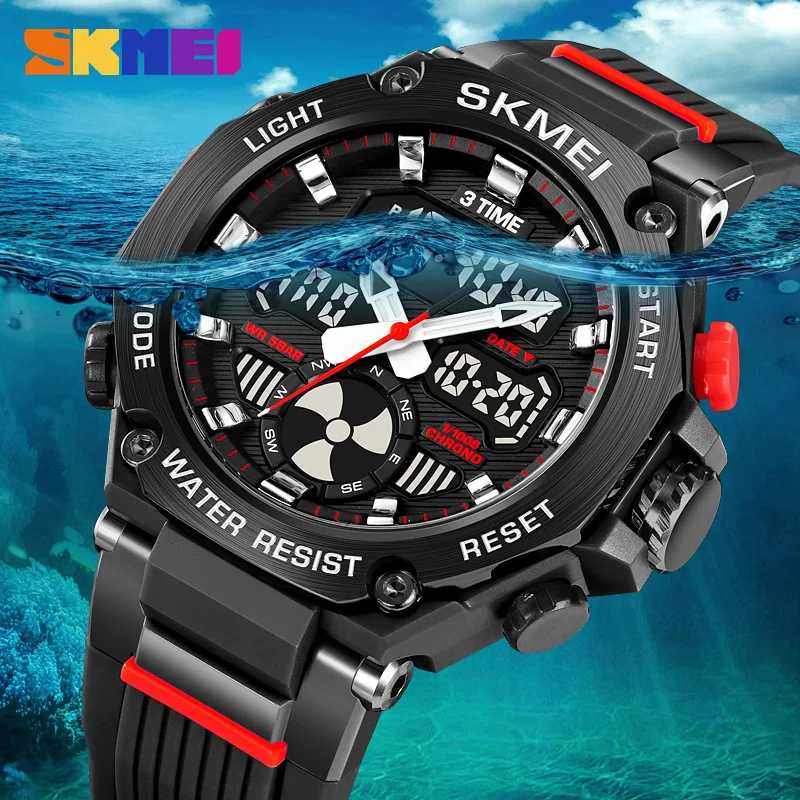 SKMEI 2223 S-shock Sport Watch for Man 3Time Digital Watches Countdown Stopwatch Waterproof Fashion Men\'s Clock Original