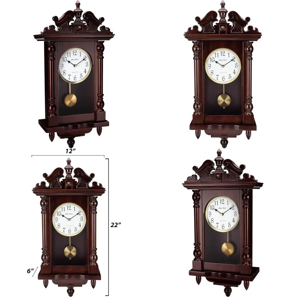 

Настенные часы из натурального дерева, 4 варианта звонков, с маятником, винтажный дизайн, 22 дюйма, большие
