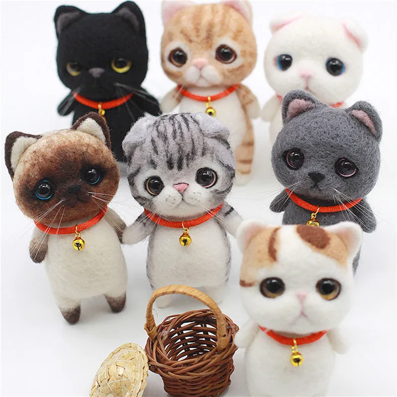 Creative Teddy Dog Cat Animal Wool Felting Package Material Handmade Toy Doll Felt Poked Unfinished DIY Arts Crafts Needlework