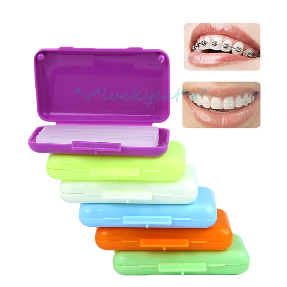 100 box/set Dental Ortho Wax profumo di frutta 6 bastoncini di cera per irritazione delle gengive colorate per ortodonzia prodotti per l\'igiene