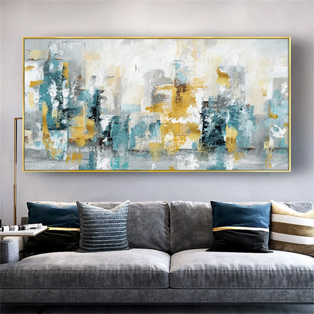 Hand Painted Oil Paintings on Canvas Gold Leaf Abstract Art Picture Acrylic Original Large Wall Art Painting Decor Living Room