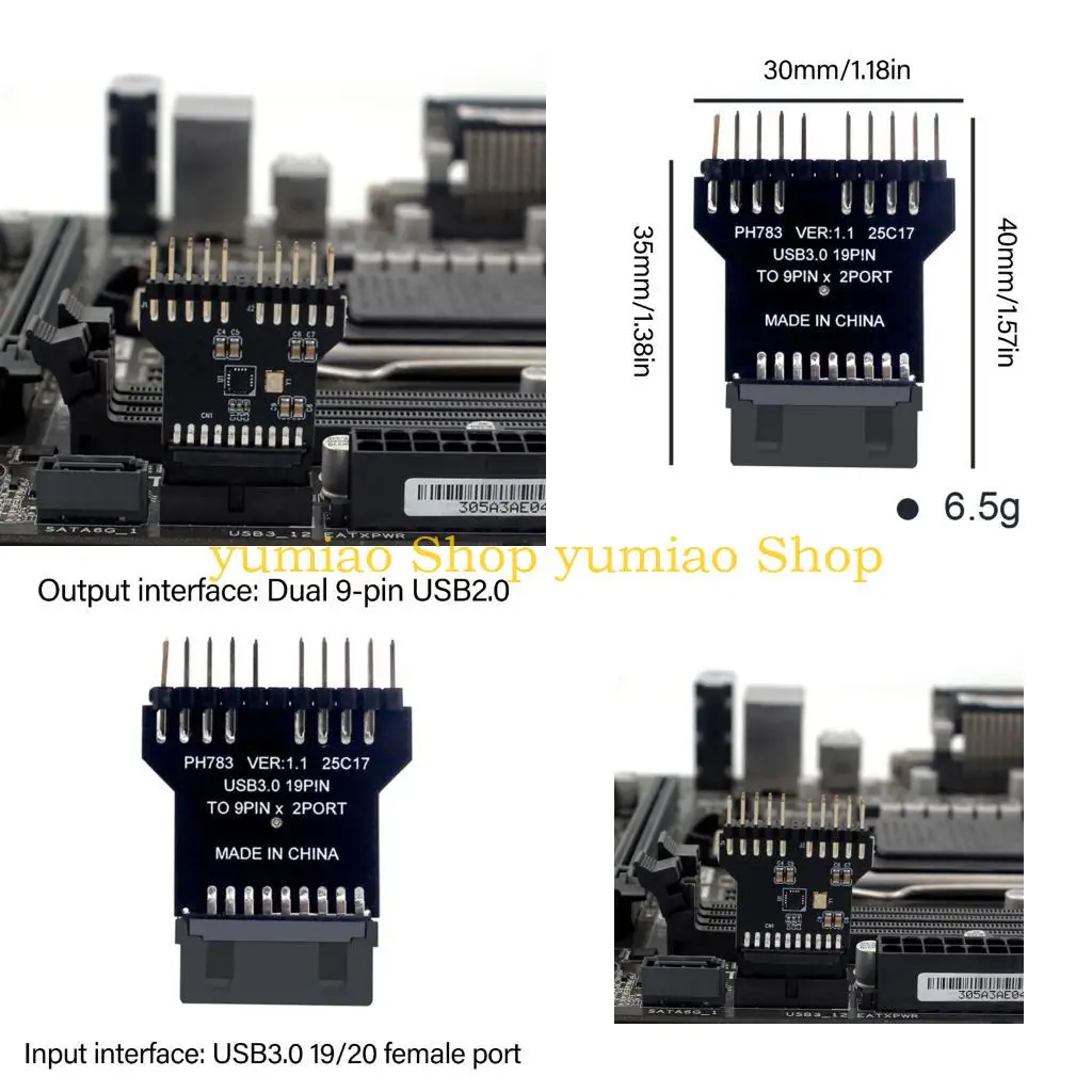 

Адаптер разъема материнской платы 587B USB3.0–2.0 с двойным 9-контактным портом для управления цветным вентилятором