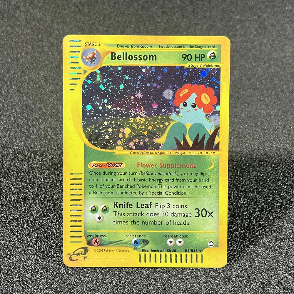 Pokémon Flash karty holograficzne Aquapolis Lugia Zapdos Espeon Vileplume Umbreon Steelix karty foliowe kolekcja gier PTCG E PROXY