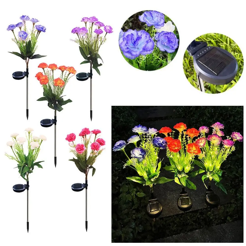 

7 Heads Outdoor Yard Lights Simulation Flower Solar Powered LED Simulation Flower Lights Waterproof Colorful Solar LED Lights