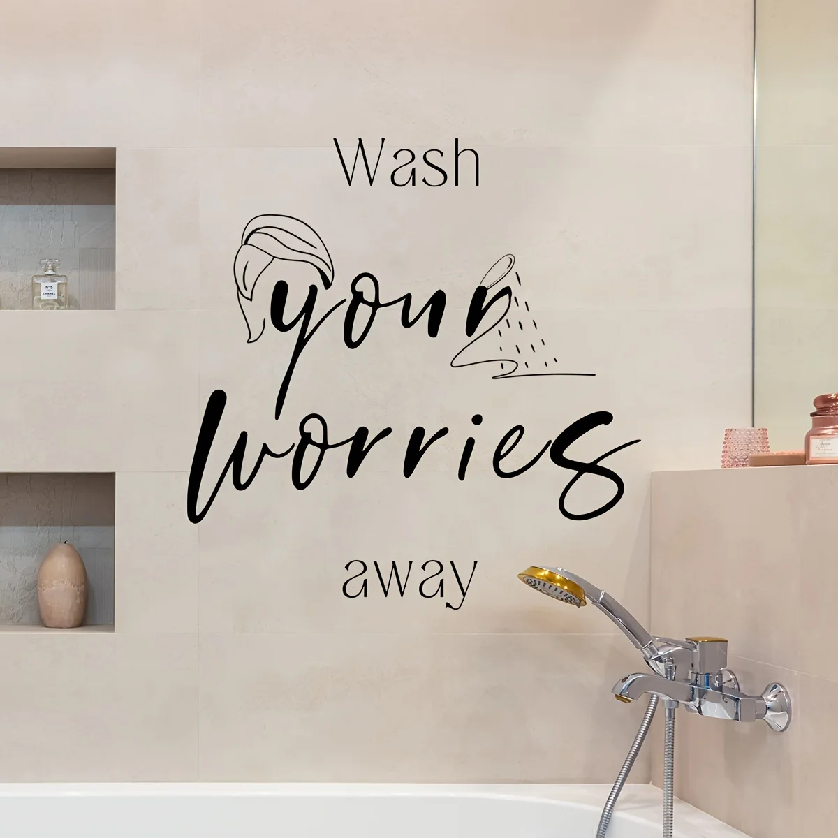 

Wash Worries Away Wall Stickers Are Suitable For Living Rooms And bedrooms, Easy To Disassemble And Self Stick