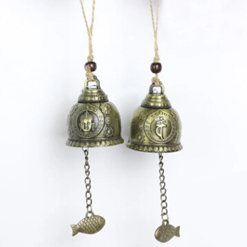 Buddha Statue Pattern Bell Blessing Feng Shui Wind Chime For Good Luck Fortune Home Car Hanging Decor Gift Crafts