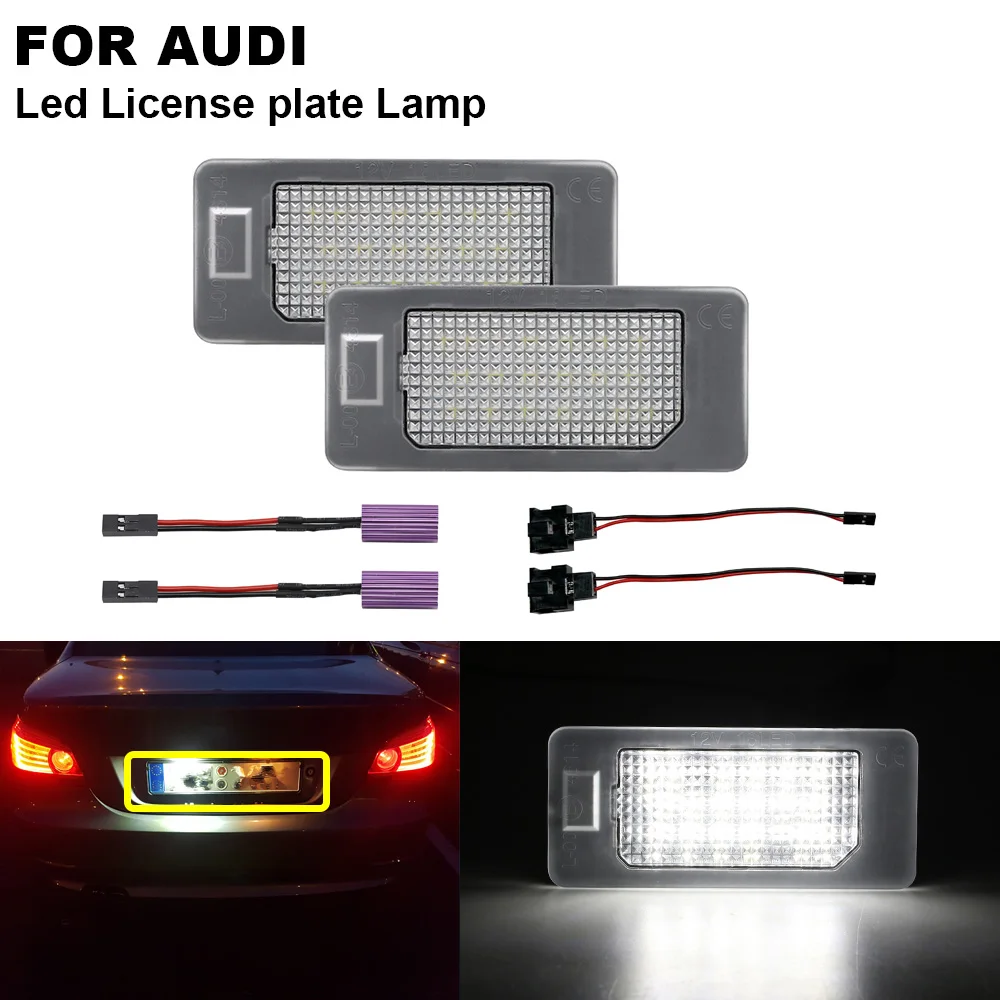 

2PCS LED License Plate Light For Audi A1 A4 B8 A5 A6 C7 A7 S5 TT TTRS Roadster RS5 Car LED Number Plate Light Canbus Error Free