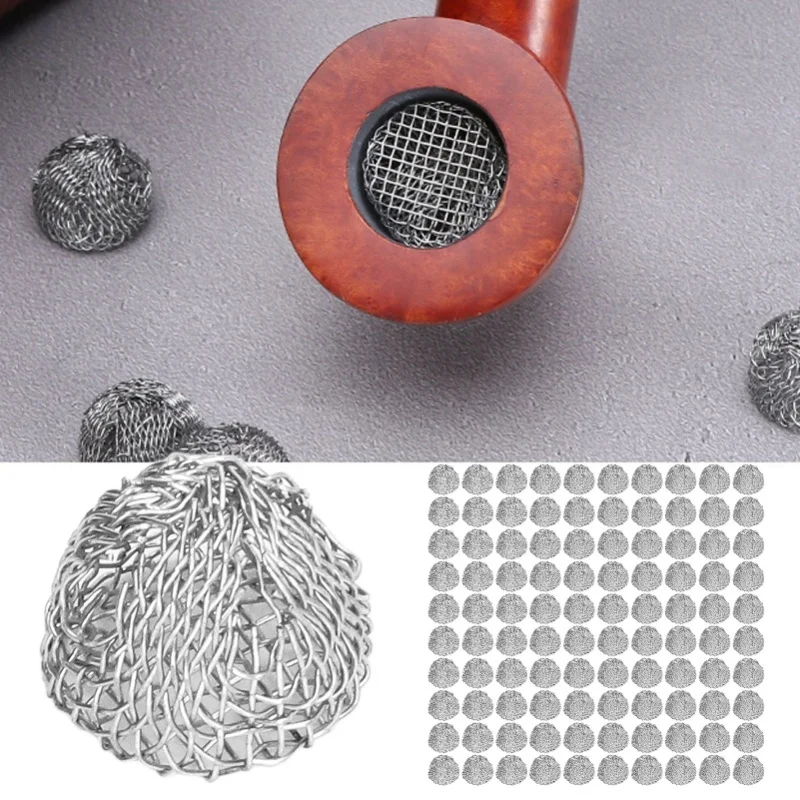 100Pcs Tobacco Pipe Ball Screen Filter 16mm Stainless Steel Washable For Smoking