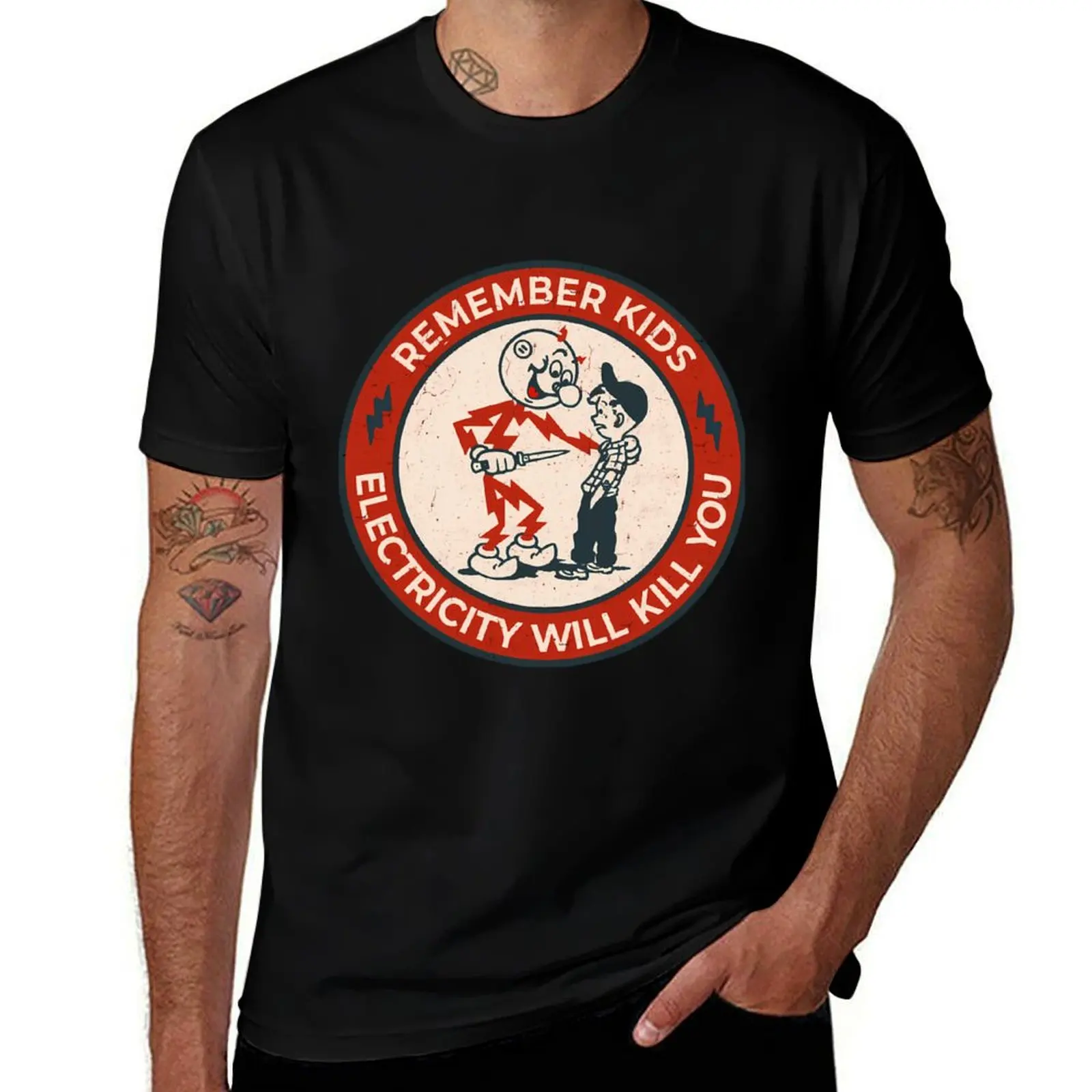 

Reddy Kilowatt, remember kids electricity will kill you T-Shirt funny gifts blue archive mens designer t shirt
