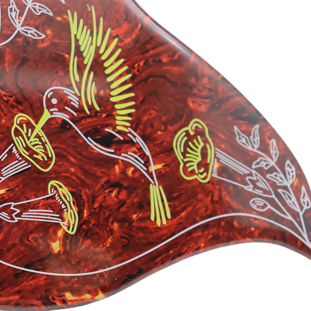 1R Hummingbird Flower Dekoratives Celluloid- und Kristall-Epoxidharz-Gitarren-Schlagbrett, kratzfeste Platte für Folk-Akustikgitarre – Detail 4