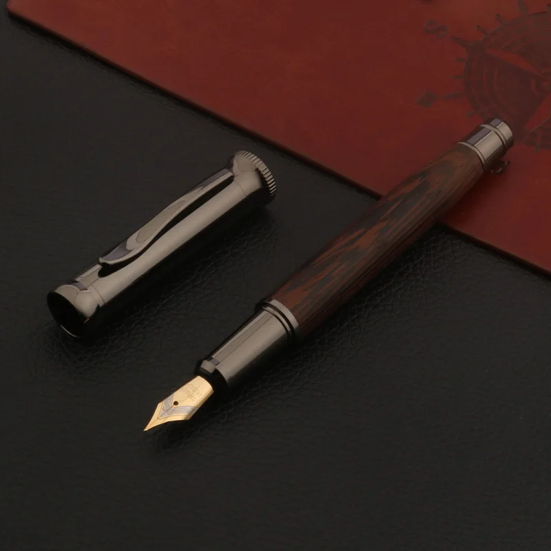 luxury quality metal Fountain Pen wood Wenge Gun Grey Stationery Office School Supplies ink pens