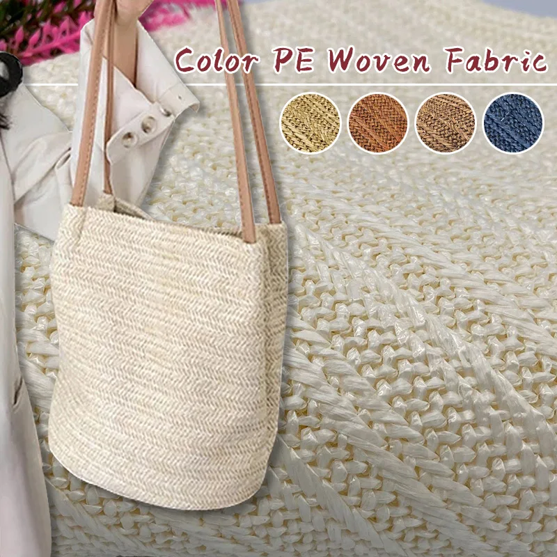 90x140cm Eco-Friendly PP Raffia Woven Fabric Breathable Handmade PP Straw Hand Knit Fabric DIY Beach Straw Hand Bag Material