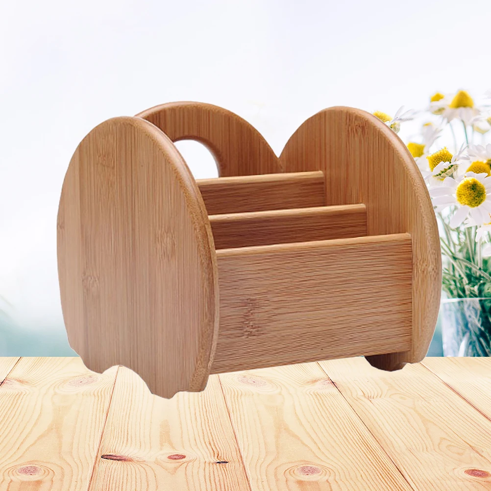 

1pc Bamboo Desktop Storage Box Multi-Compartment Organizer For Stationery Makeup Keys Remote Control Eco-Friendly Durable Tidy