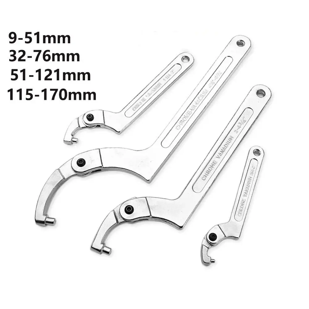 Zestaw kluczy uniwersalnych z regulacją, klucz hakowy, okrągła/kwadratowa główka, CR-V, chromowo-wanadowy, do śrub, nakrętek, śrubokrętów, narzędzia ręczne.