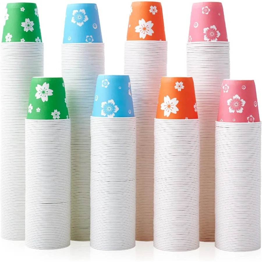 

800 упаковок, 3 унции, одноразовые чашки для ванной комнаты, красочные маленькие одноразовые бумажные стаканчики для вечеринок, пикников, барбекю, путешествий и мероприятий, эко