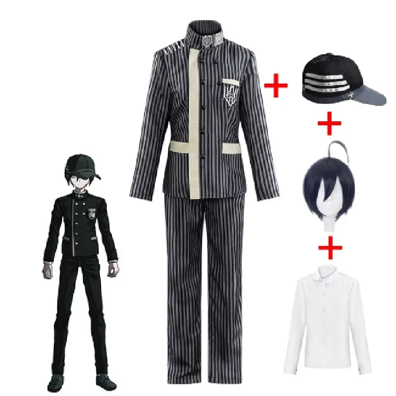 Danganronpa Saihara Shuichi Full Cosplay Costume Men's Suits High School Student Uniform Anime Hat Wig For Height 150-185cm