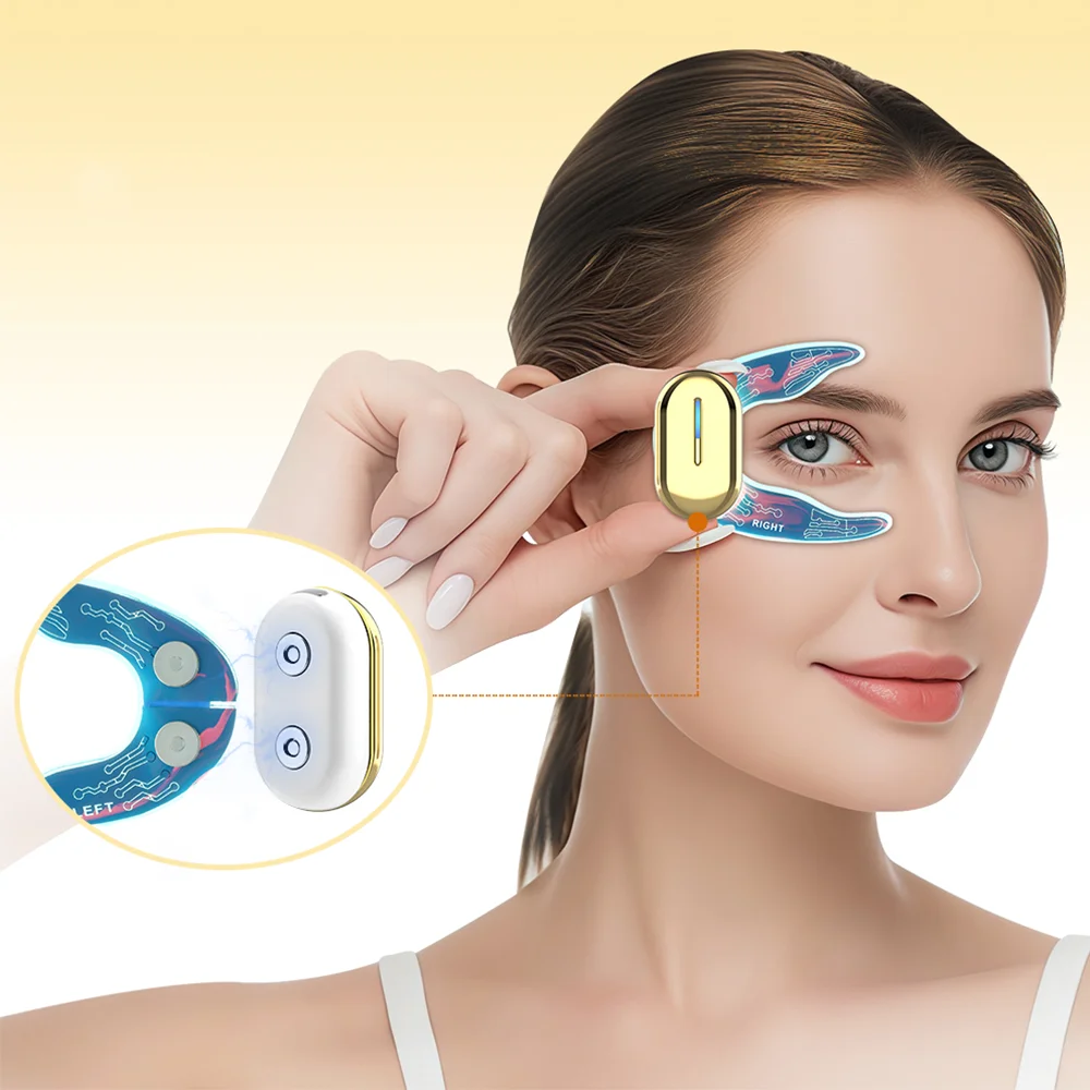 1 par de parches masajeadores de ojos EMS dispositivo de belleza de ojos de microcorriente antiarrugas estimulación muscular Facial y almohadilla de masaje de elevación