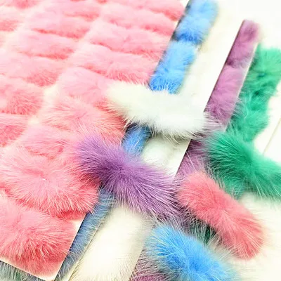 30*70mm Colorful Mink Fur Bowknot Soft Pompom Hairball Handicrafts Headwear Decor DIY Ornaments Clothing Hats Supplies 5/40pcs