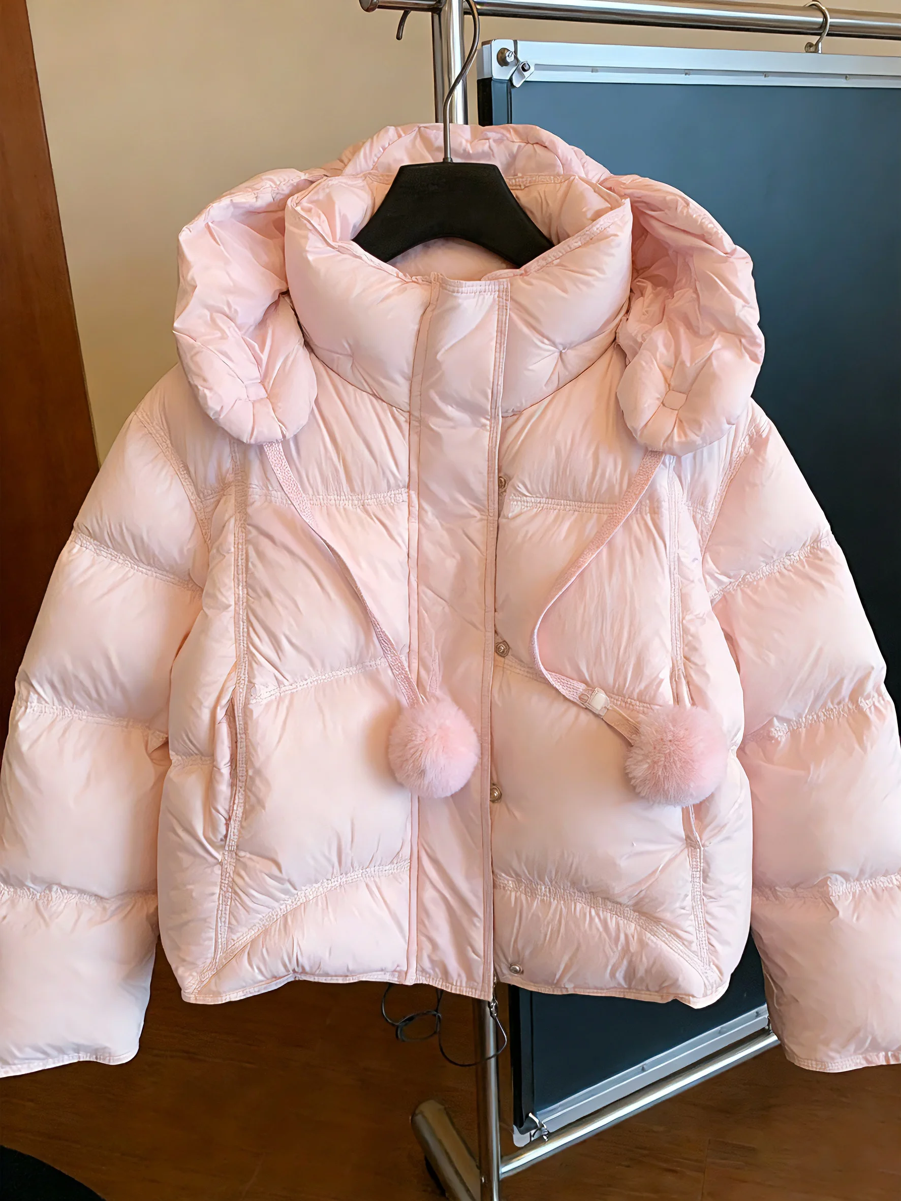 

Sweet Soft Cotton Puffer Jaet with Hood ex Autumn Winter Loose Versatile Warm Trendy Cotton Coat Women's Men's Puff