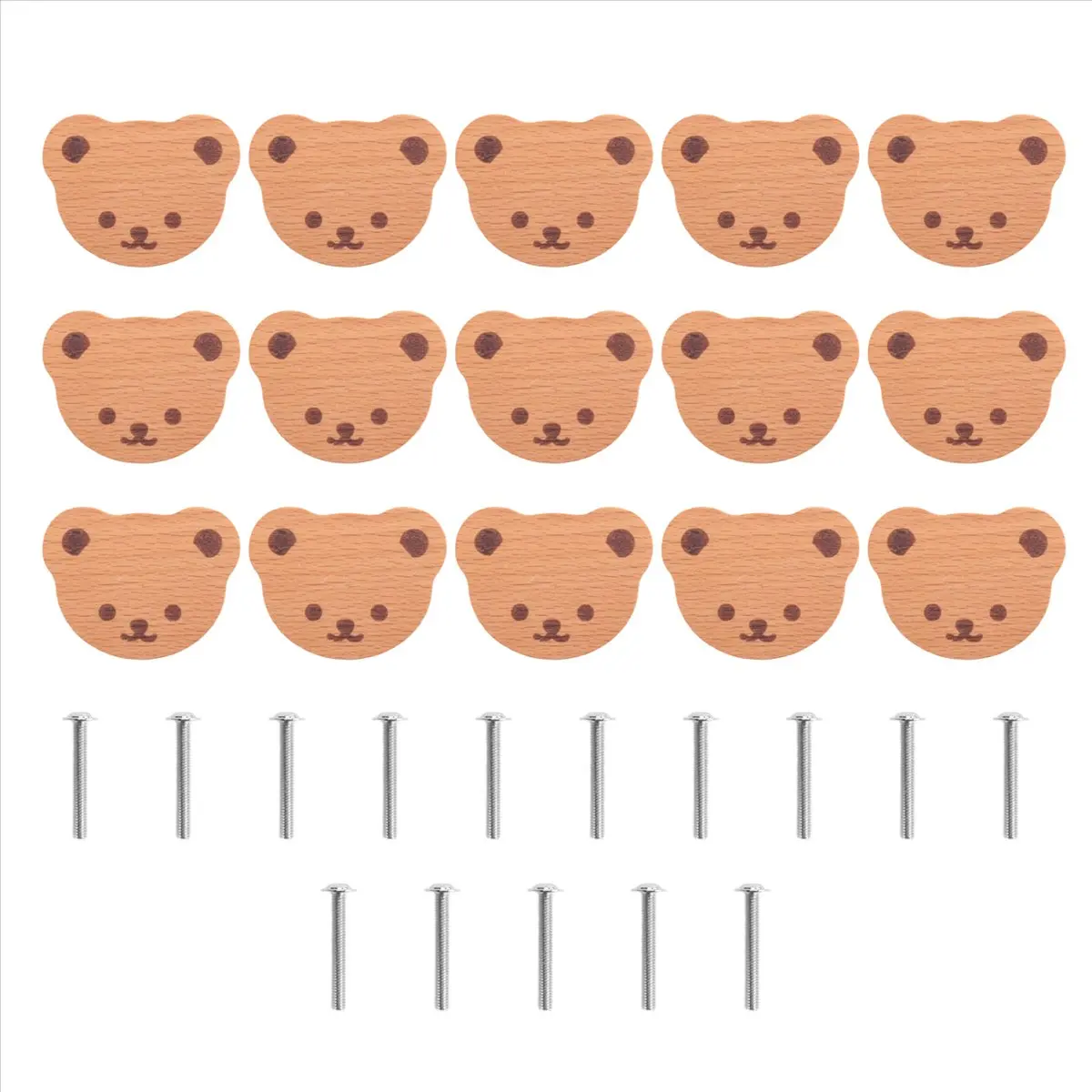 Budget-Friendly 15Pcs Furniture Knobs,Wooden Drawer Knobs, Wooden Cupboard Knobs,Bear Drawer Knobs for Kids, Dresser, Drawers,Ki
