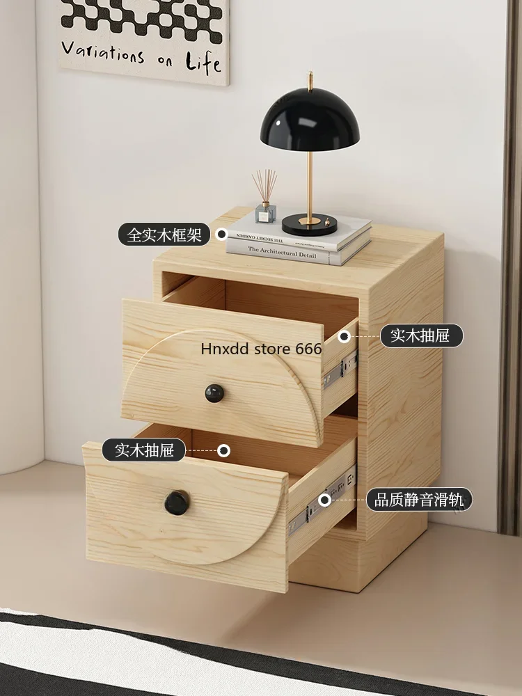 Children's wind all solid wood bedside table simple modern mini small super narrow 30cm bedside table