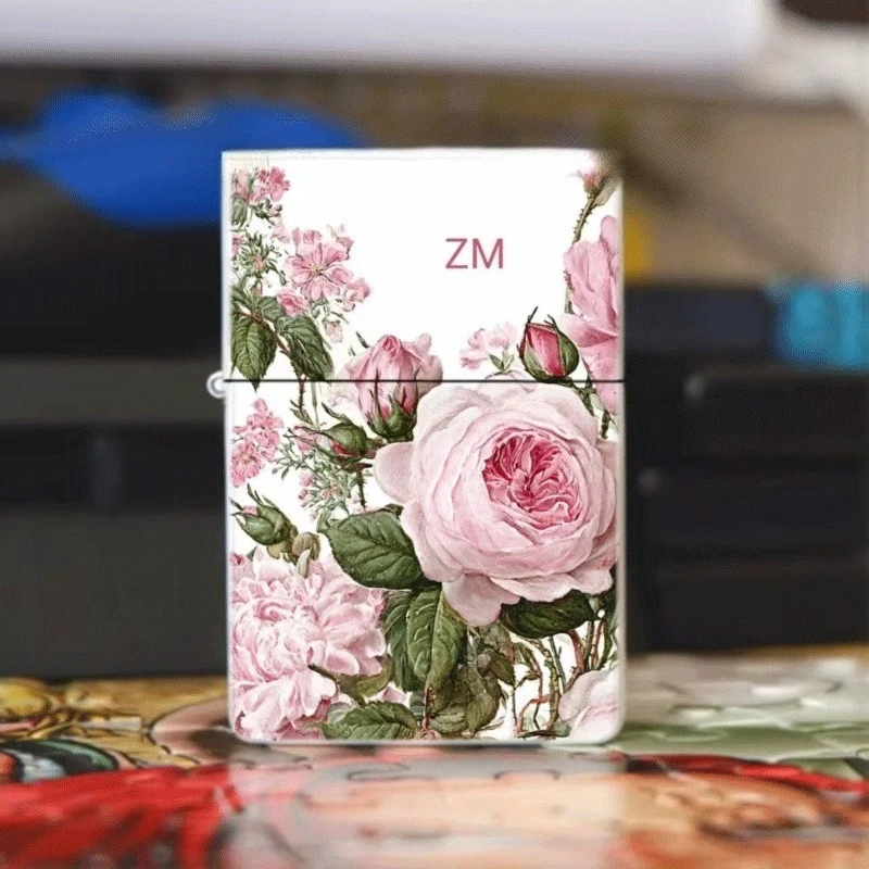 2026 New Creative Blooming Retro Style Rose Pattern Metal Kerosine Windproof Lighter, Holiday Birthday Gift for Men and Women