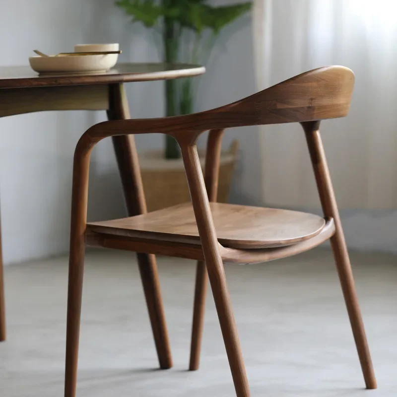 all-solid wood armrest dining chair simple Nordic log backrest household tenon and mortise Shumet chair