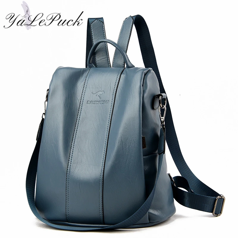 Anti-diebstahl leder rucksack frauen vintage schulter tasche damen hohe kapazität reise rucksack schule taschen mädchen mochila feminina