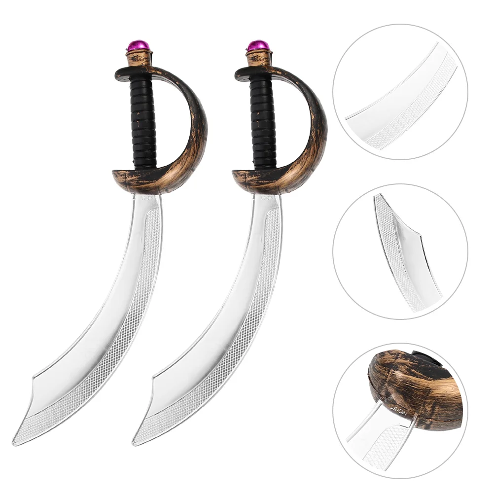 

2 Pcs Pirate Costume Halloween Knife Toy Party Dance Props Performance Decorations 2pcs Sword Makeup