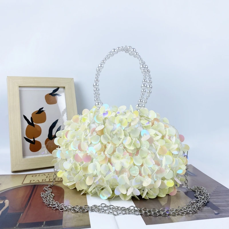 

New Arrivals Sequins Dazzling Handbag Glitter Shiny Handmade Women's Evening Bag Fashion Dinner Party Clutch Purse Crossbody Bag