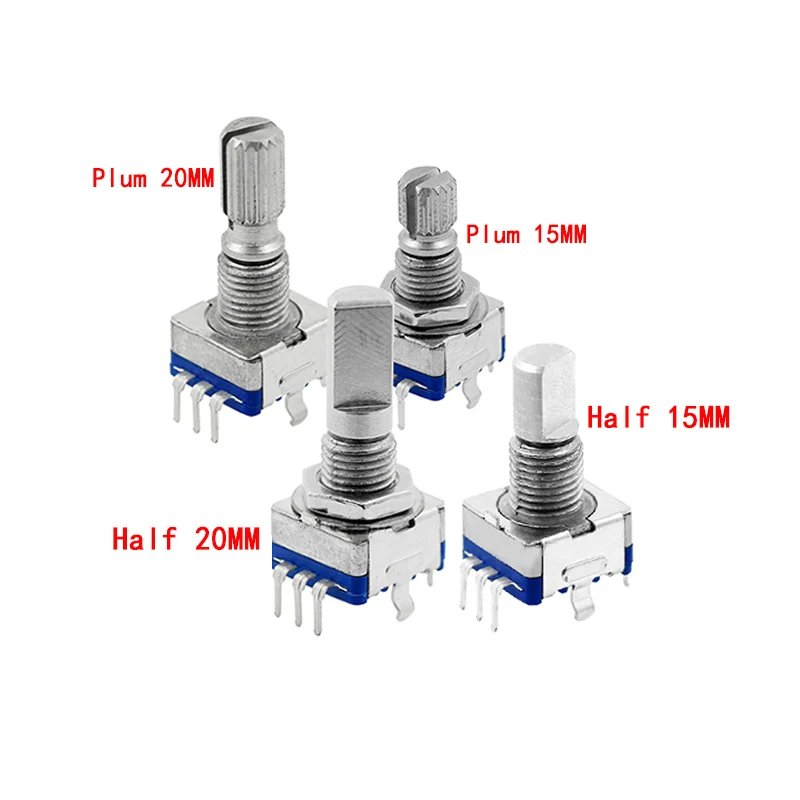 No��1PCS Half / Plum axis rotary encoder, handle length 15mm / 20mm code switch/ EC11 / digital potentiometer with switch 5Pin