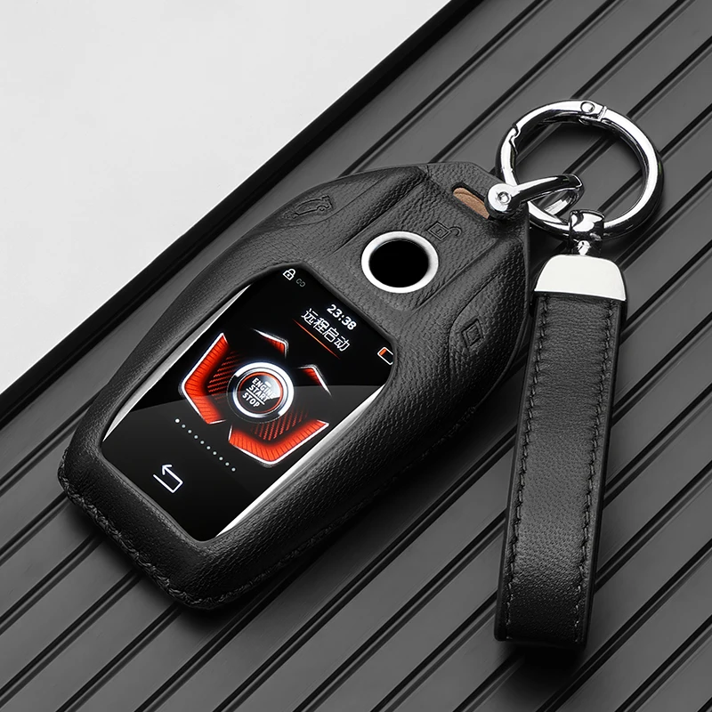 

Leather Car Key Case LCD Smart Remote Cover LED Display Shell Fob For BMW G11 G12 G30 G31 G01 G02 5 7 Series X5 X7 M5 M8 M760Li