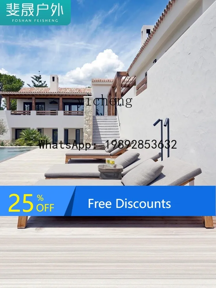 A1 خشب الساج كرسي للسطح في الهواء الطلق فيلا فناء مقاوم للماء واقية من الشمس في الهواء الطلق شرفة سرير خشبي حافظ