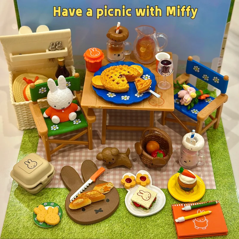 

New Re-Ment Miffy Picnic Camping Scene Tables And Chairs Miniature Play House Ornament Anime Figure Model Toy Gift