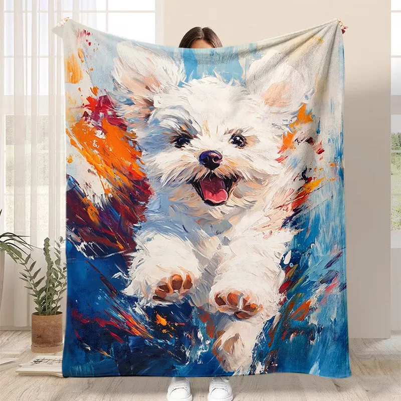 Oil Painting Animal Flannel Blanket Pattern Logo Office Air Conditioner Blanket Shawl Blanket Nap Blanket Sofa Blanket Anime