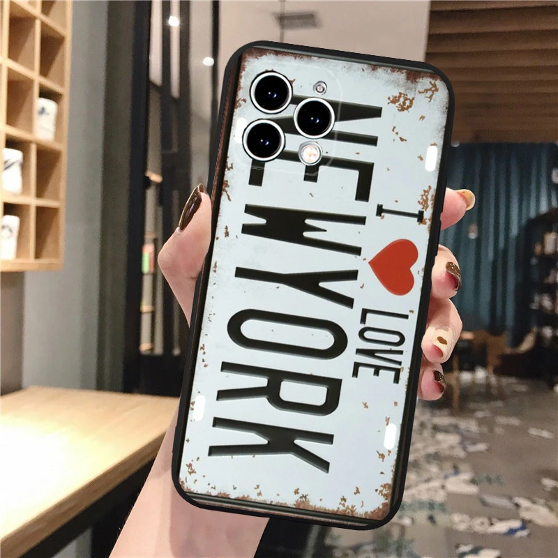 Phone Case For iPhone 17 Pro Max Air 16 15 14 13 Pro Max 15 16 Pro 15Plus SE Retro License Plate  Mobile Phone Case Funda