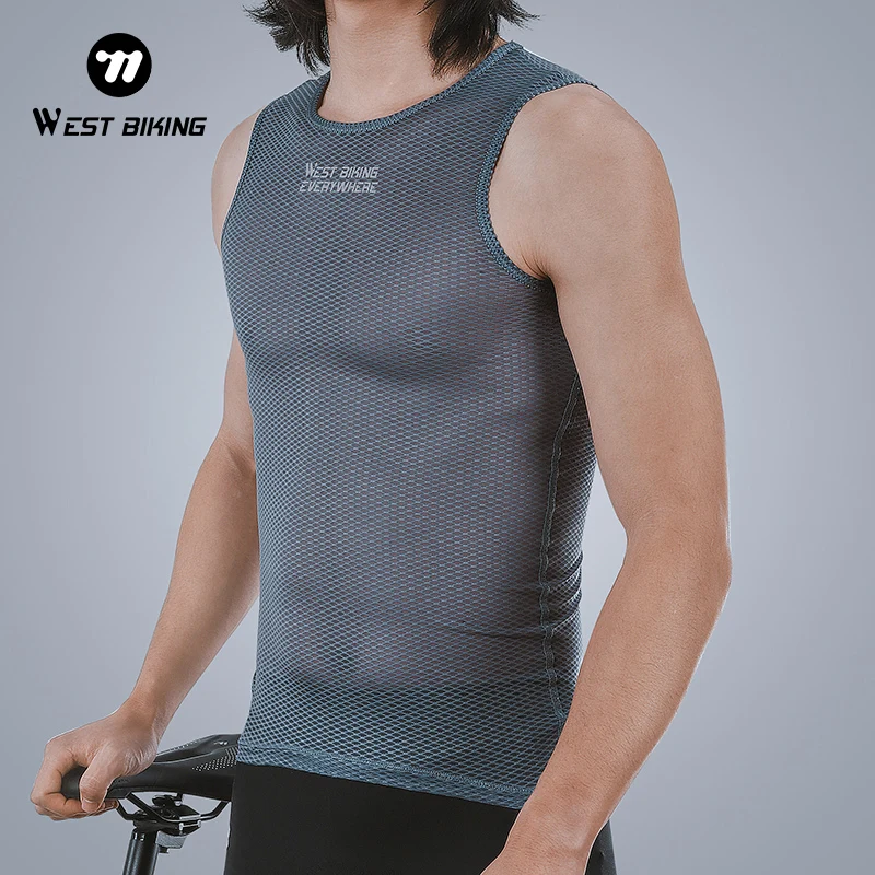 WEST BIKING Cycling Base Layer Sleeveless Mesh Quick Dry Cycling Undershirt MTB Road Bike Jersey Sports Racing Underwear