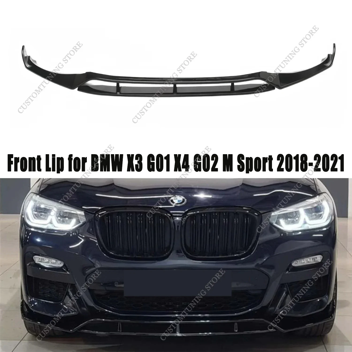 For BMW X3 G01 X4 G02 MT Style Front Bumper Lip Spoiler Splitter Diffuser 25d 30d M40i M40d M sport 2018-2021 Pre-Lci Tuning