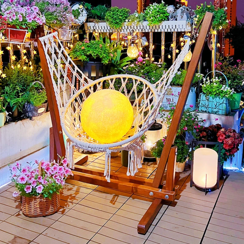 Hanging Camping Garden Chairs Wooden Legs Vintage Farmhouse Garden Chairs Reclining Rope Sillas Terraza Exterior Room Furniture