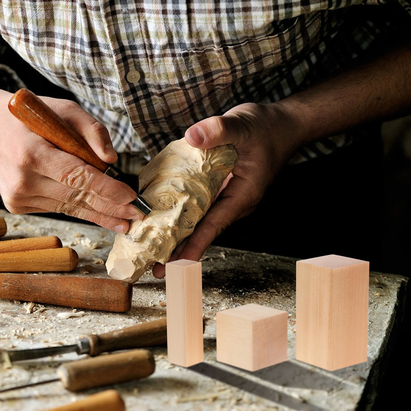 

15Pcs Rectangle Wood Craft Blocks for Carving DIY Whittling Engraving Unfinished Wooden Pieces Rectangle Wood Pieces for Crafts