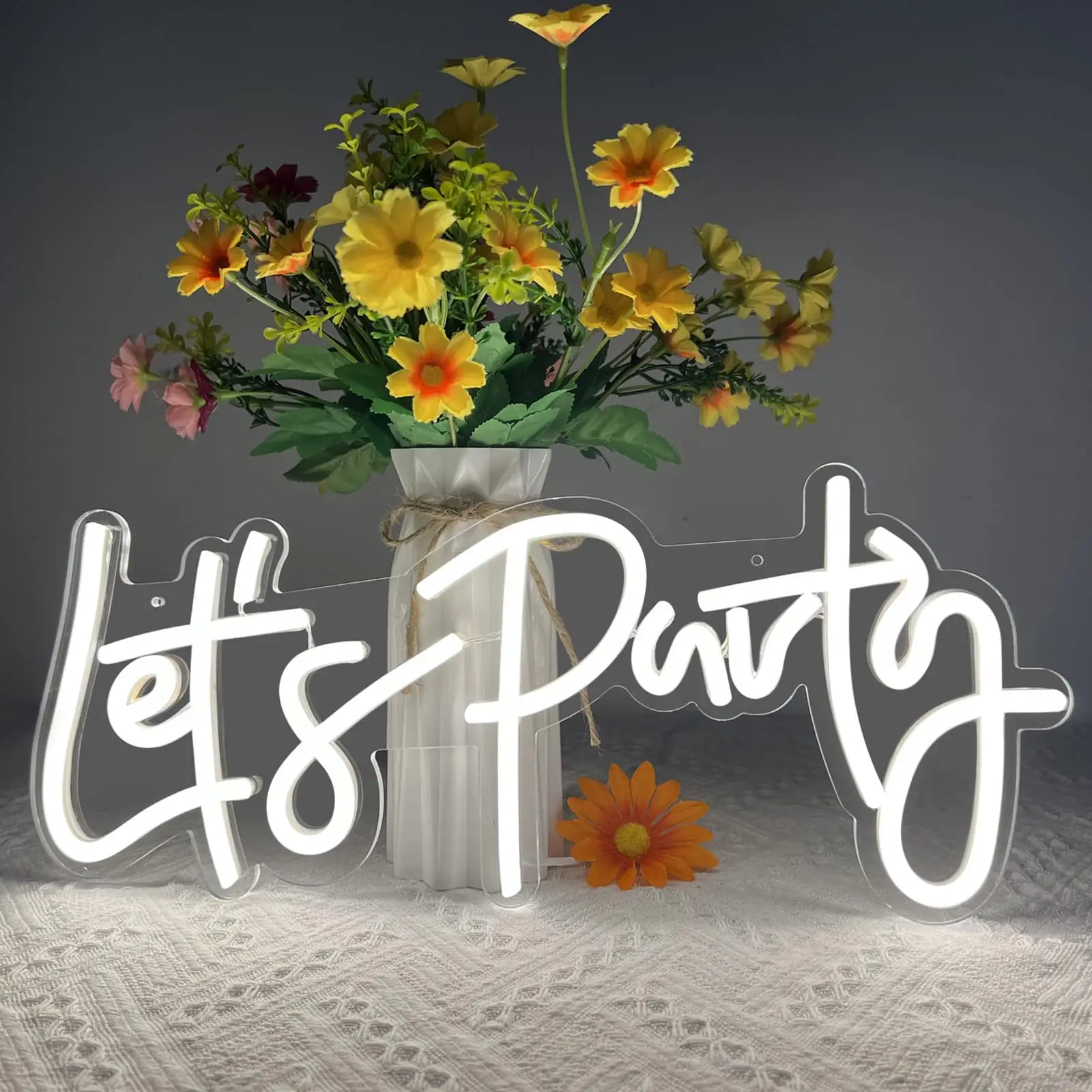 Lets Party Customizable colors Neon Sign LED Lights Bar Pub Wall Wedding Birthday Aesthetic Decoration Room Wall Decor Signs