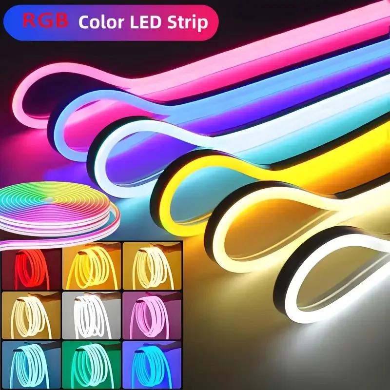 DC24V RGB LED النيون قطاع ضوء بلوتوث APP التحكم عن بعد مزامنة الموسيقى 3535 RGB 10 متر 30 متر أضواء LED مقاومة للماء ديكور مع المكونات