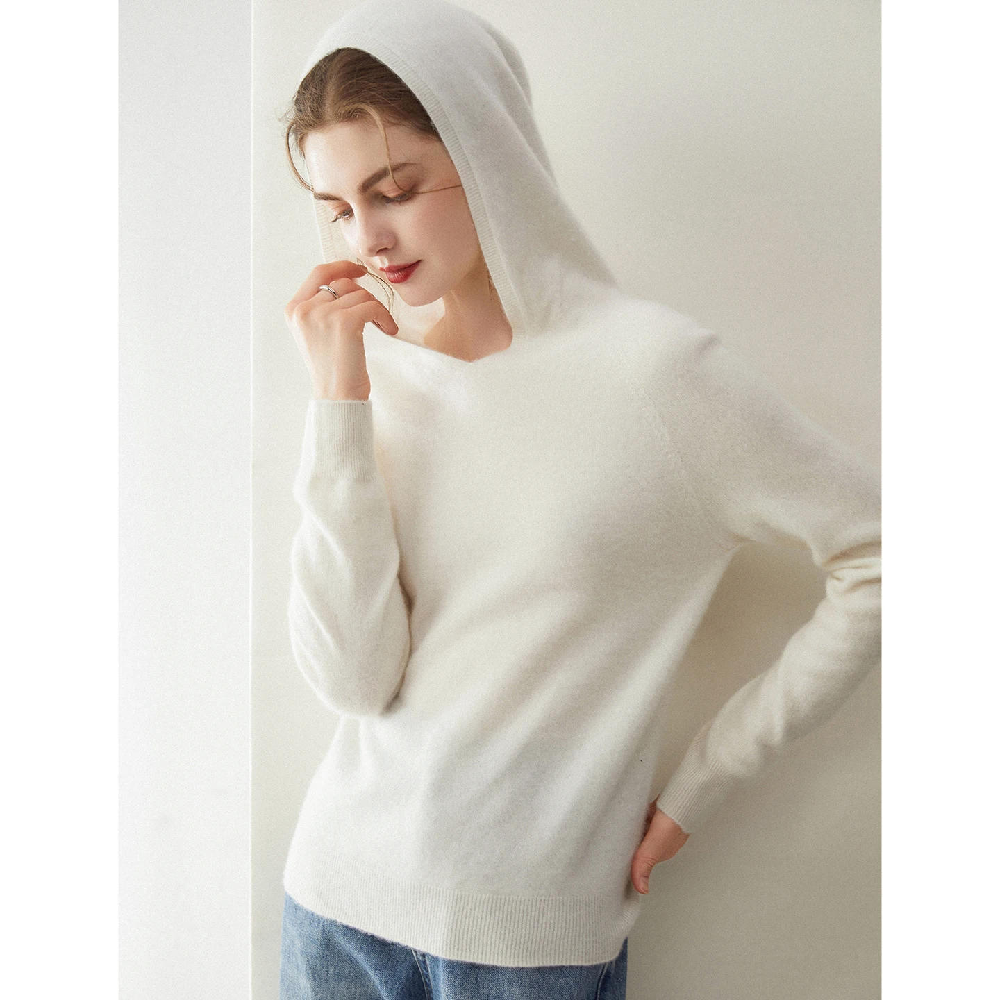 2024 Luxe Dames Truien Met Capuchon 100% Geit Kasjmier Trui Casual Mode Kasjmier Truien Lente Herfst Winter Hoodie